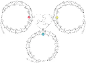 3PCS Love Heart Chain Bracelet Set for Women Graduation Gift Heart Puzzle Friendship Bracelet Personalized Name 3 Bracelets Customized Best Friends Family Love Jewelry SA4886