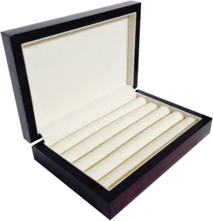 4 Less Co Cufflink Storage Box Case Display Wood Ring Organizer - Ebony 4091EB