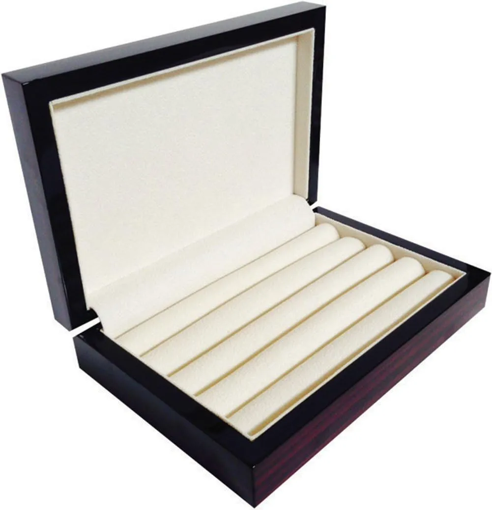 4 Less Co Cufflink Storage Box Case Display Wood Ring Organizer - Ebony 4091EB