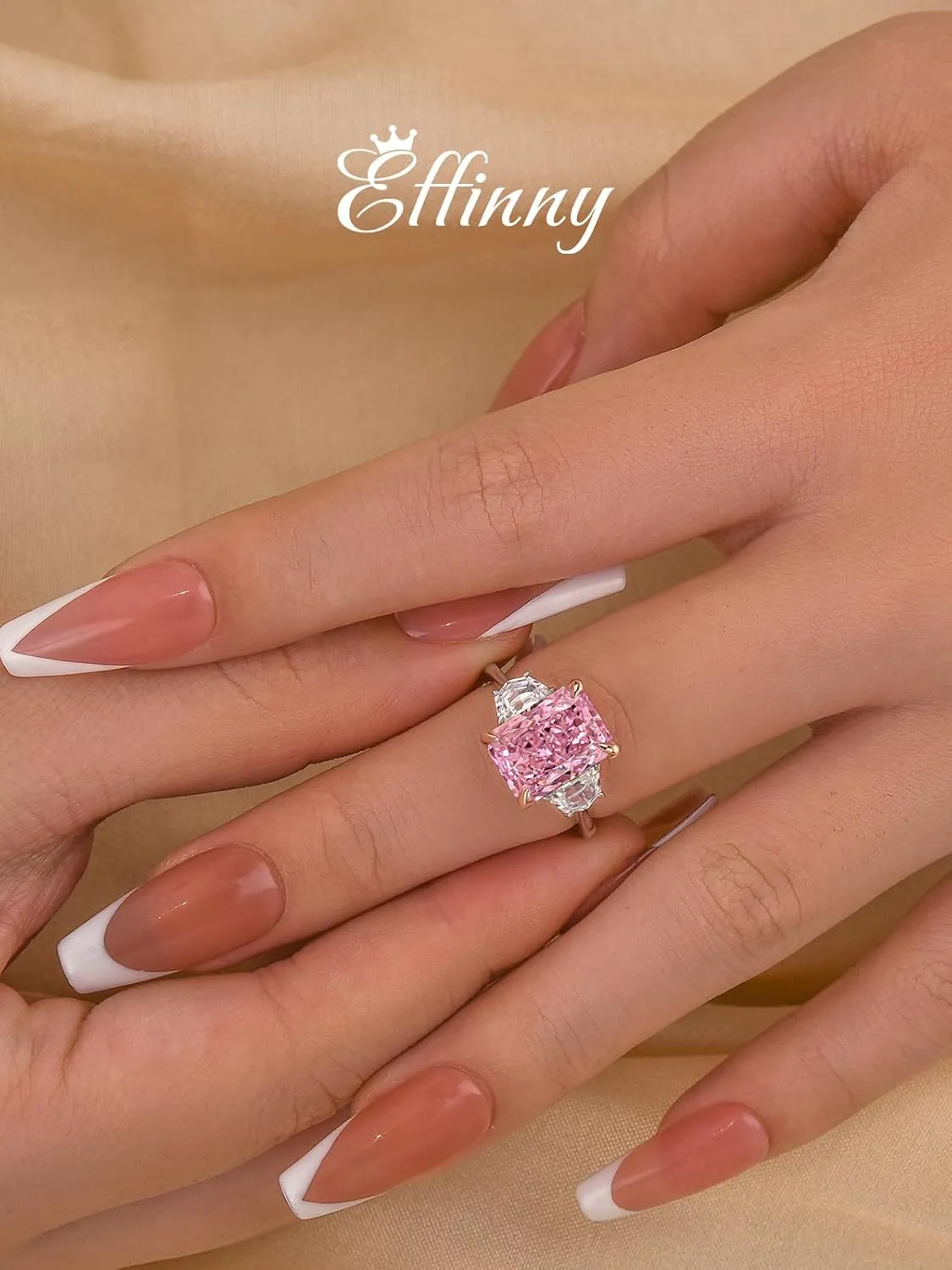 4.0ct Crushed Ice Radiant Cut Three Stone Pink Engagement Ring,Big CZ Simulated Diamond 925 Sterling Silver Promise Ring for Wedding,Daily,Travel