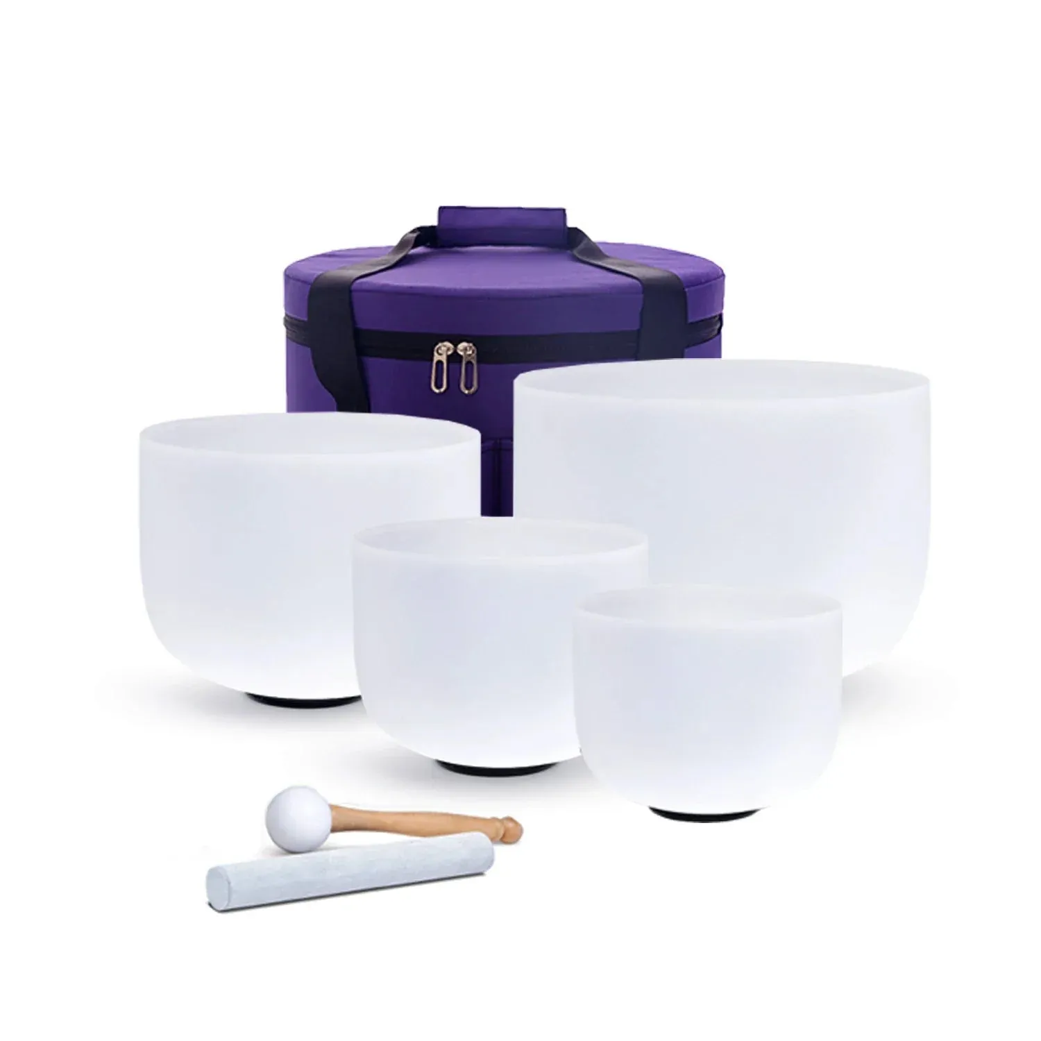 440hz/432hz 6"b 8"g 10"e 12"c 4 Pcs Frosted Quartz Crystal Singing Bowl Chakra Set