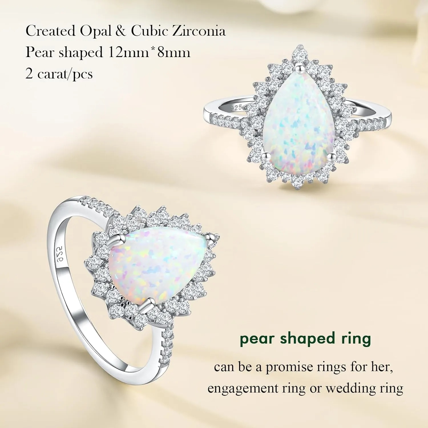4.5 Carat Teardrop Engagement Birthstone Ring Sterling Silver Pear Cut Sapphire/Ruby/Emerald/Amethyst/Aquamarine Halo Ring Promise Anniversary Rings for Women Size 6-10