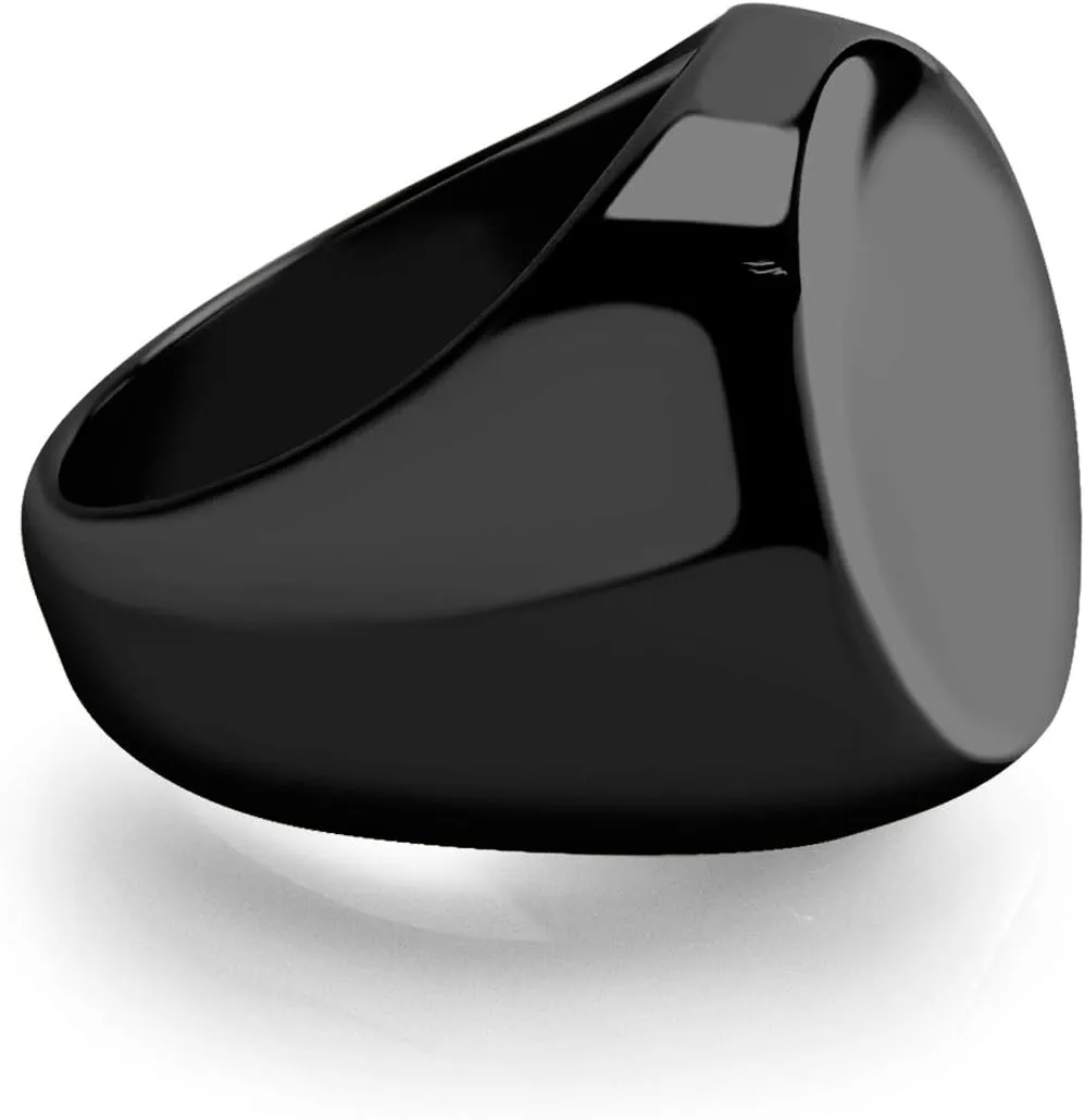 555Jewelry Stainless Steel Solid Plain High Polish Round Signet Ring for Men