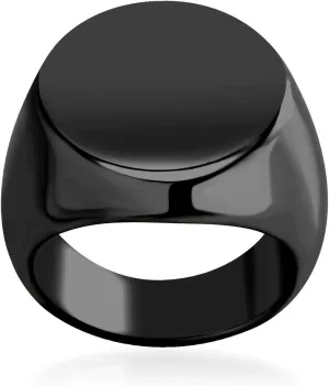 555Jewelry Stainless Steel Solid Plain High Polish Round Signet Ring for Men