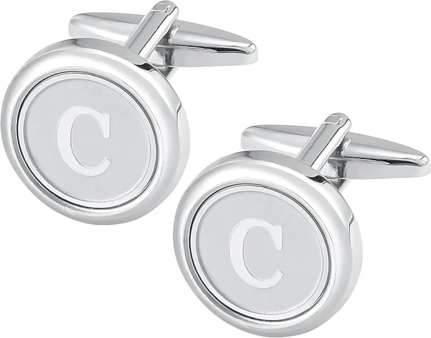 5PC Cufflinks Tie Clip Metal Shirts Collar Stays for Mens Initials Alphabet A-Z Gift Set