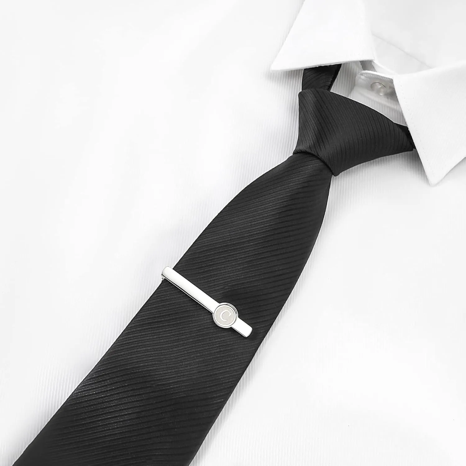 5PC Cufflinks Tie Clip Metal Shirts Collar Stays for Mens Initials Alphabet A-Z Gift Set