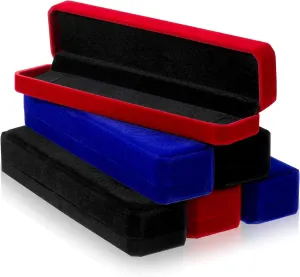 6 Pieces Long Velvet Necklace Box Red Blue Black Velvet Jewelry Boxes Chain Necklace Gift Box Long Bracelet Storage Display Case for Mother's Day, Wedding, Engagement, Birthday, Anniversary