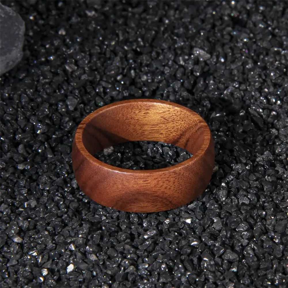 6mm 8mm Men Women Natural Iron Wood Ring Iron Wood Anniversary Wedding Ring Band,Domed Couple Wood Anniversary Ring with Free Zebra Wooden Ring Box