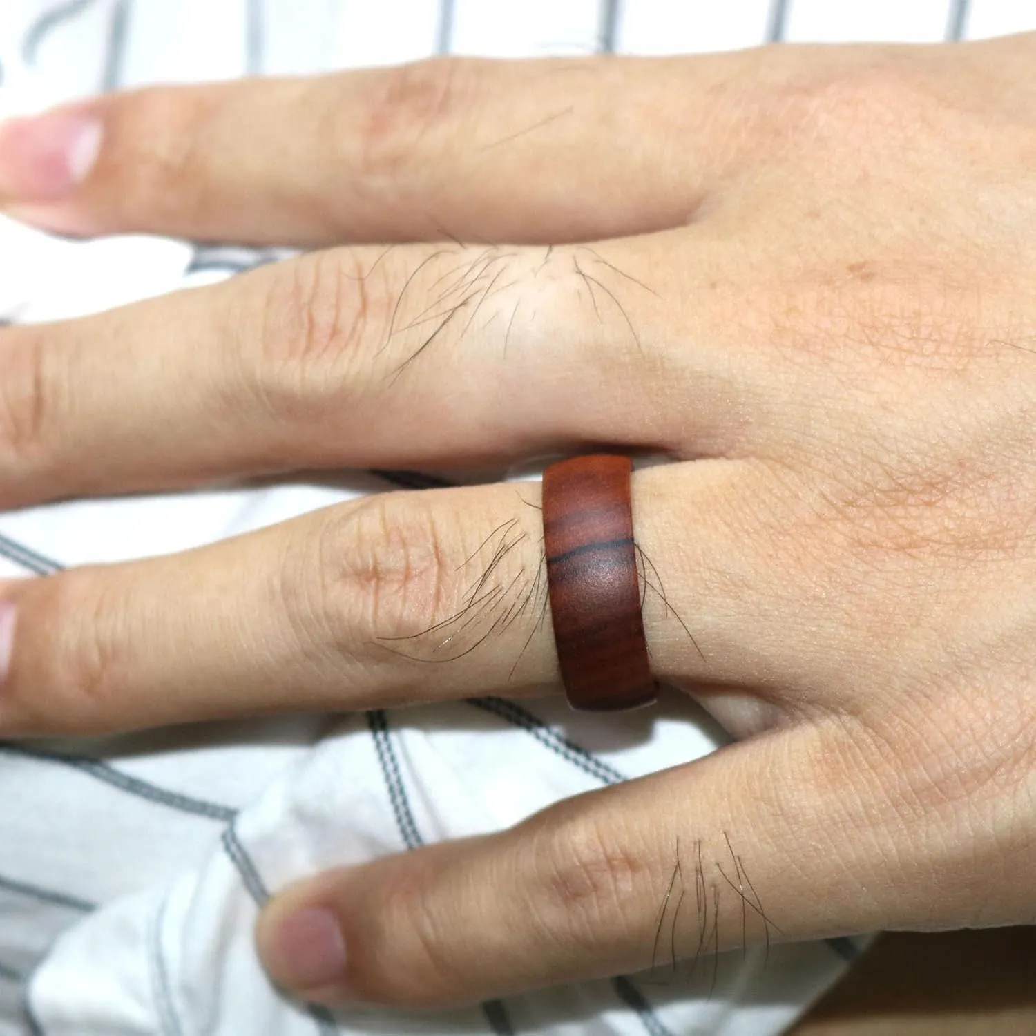 6mm 8mm Men Women Natural Iron Wood Ring Iron Wood Anniversary Wedding Ring Band,Domed Couple Wood Anniversary Ring with Free Zebra Wooden Ring Box