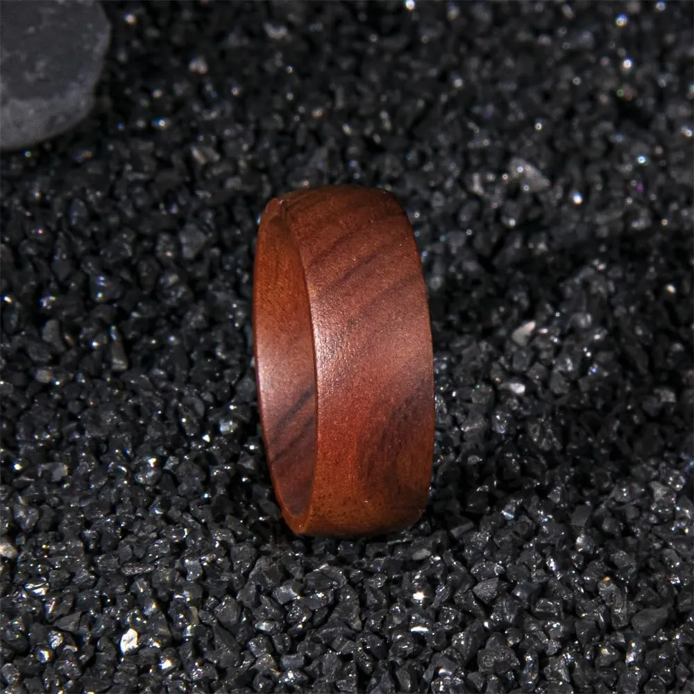 6mm 8mm Men Women Natural Iron Wood Ring Iron Wood Anniversary Wedding Ring Band,Domed Couple Wood Anniversary Ring with Free Zebra Wooden Ring Box