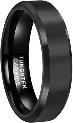 6mm 8mm Tungsten Rings for Men Women Fashion Engagement Wedding Bands Matte Finish Beveled Edges Comfort Fit