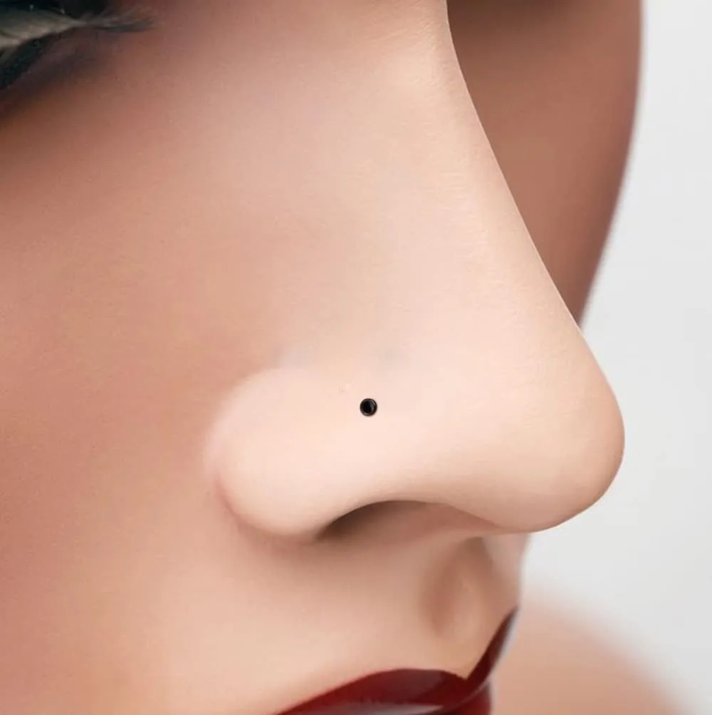 6pcs 20g Nose Studs Black Rose Gold Nose Rings Stainless Steel L Shaped Corkscrew Nose Ring Studs for Women Men Small Cute Nose Rings Stud 3mm Cz Nostril Piercing Jewelry
