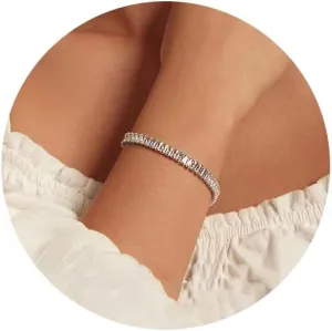 6"/7" 18K White Gold Plated Cut Cubic Zirconia Classic Tennis Bracelets Dainty Cute Crystal silver tennis bracelets Chain Trendy Summer Jewelry for Women Girls