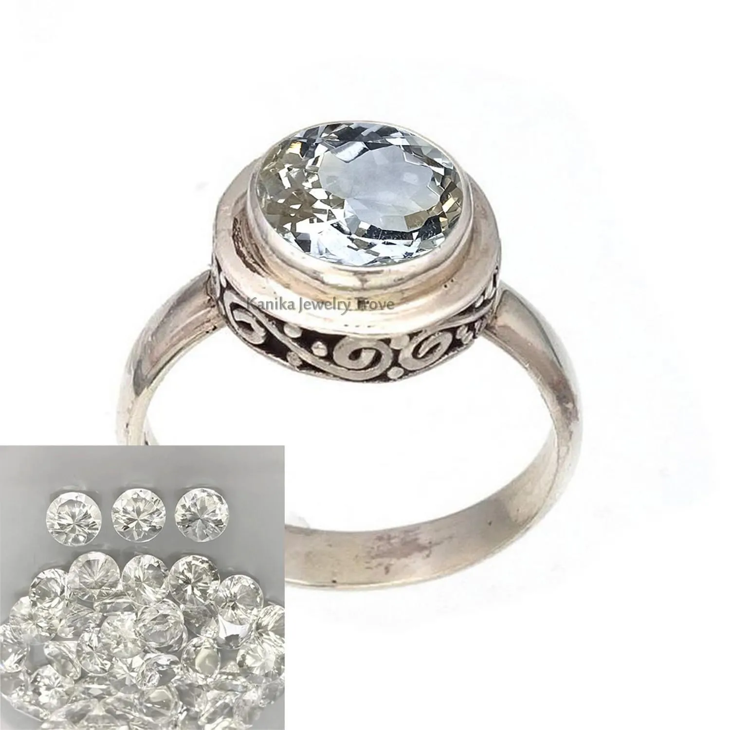 7x7 MM Round Shape Gemstone Designer 925 Sterling Silver Ring for Women, Gift Ring for Wedding, Anniversary Solitaire Ring (US Ring size 6, Crystal Quartz)