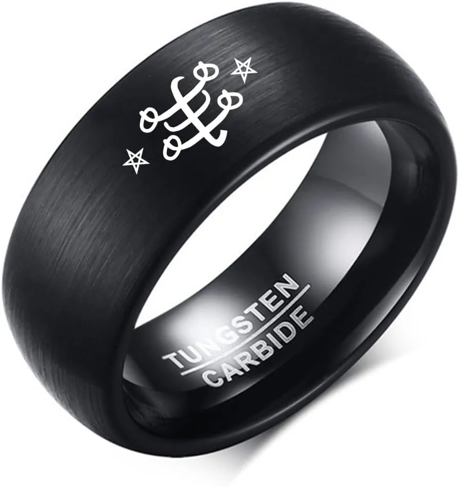 8MM Tungsten Carbide Ring Comfort Fit Band The Bahai Faith Ring Comfort Fit Bandstone Symbol