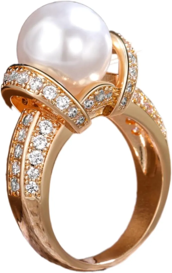 925 Silver Fashion Pearl Ladies ring Cubic Zircon oxide ring Wedding ring Women Jewelry Rings Statement