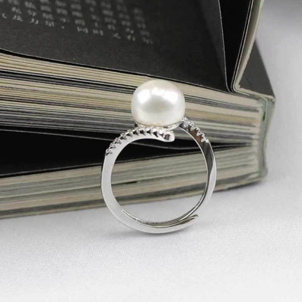 925 Silver Vintage set pearl ring for women Cubic Zircon oxide ring Women Jewelry Rings Statement