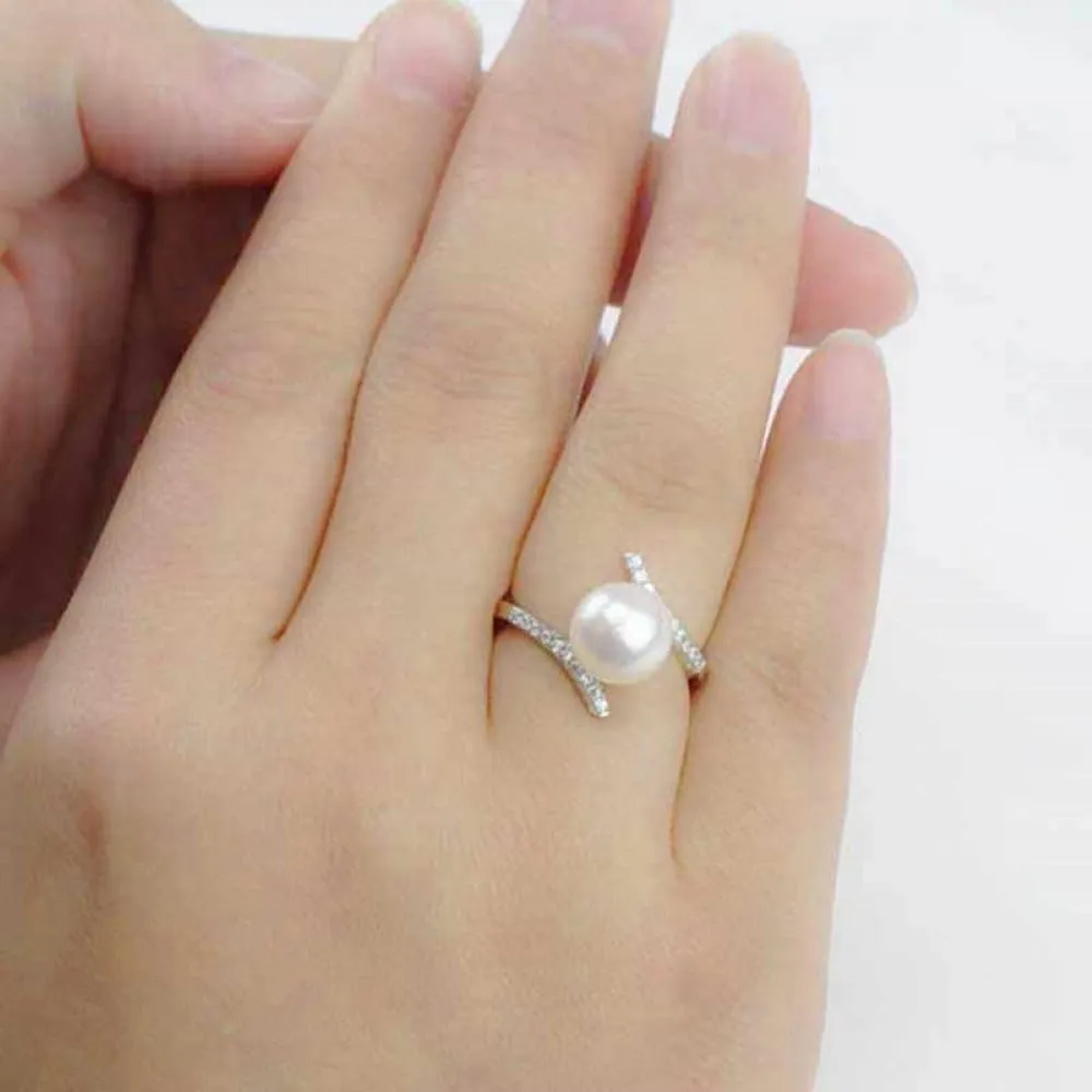 925 Silver Vintage set pearl ring for women Cubic Zircon oxide ring Women Jewelry Rings Statement