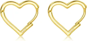 925 Sterling Silver 1.6CM Heart Hoop Earrings for Women Girls, with 925 Sterling Silver Posts, Sweet Love Heart Shaped Earrings