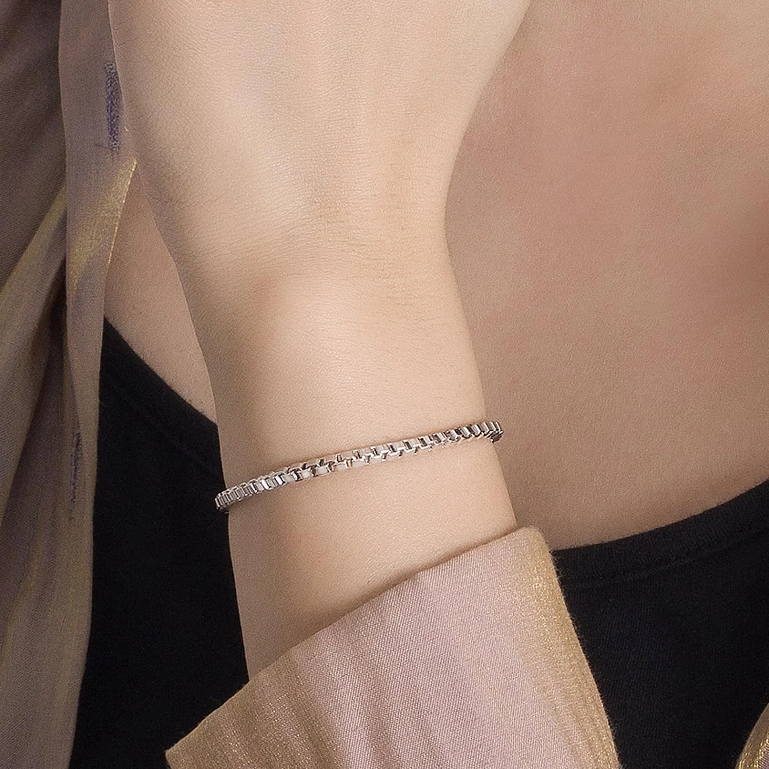 925 Sterling Silver Bracelet Men Women 3MM Square Rolo Link Round Box Chain 6.3" 6.7" 7" 7.5" 8" 8.5" 9" Bangle Unisex Jewelry Gift