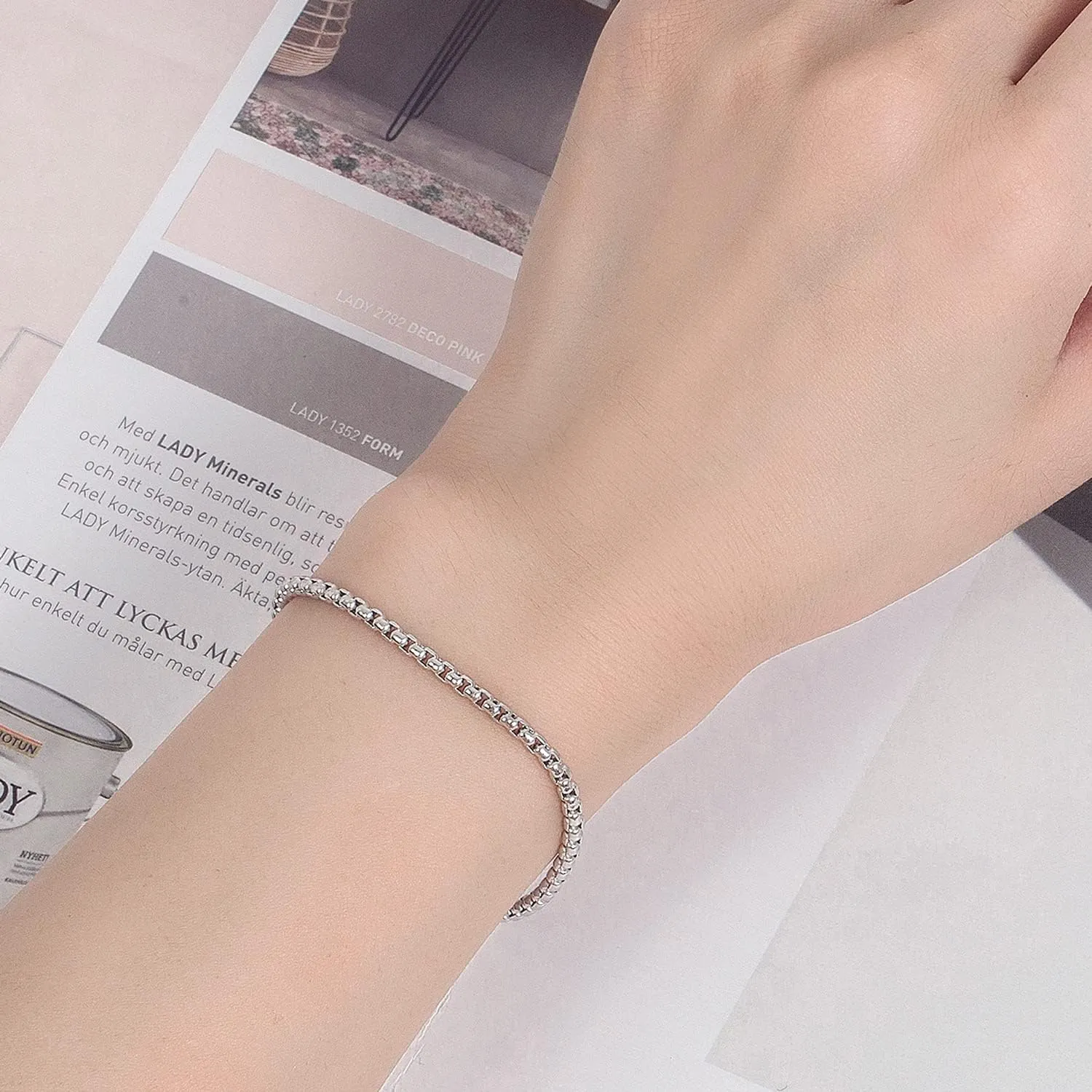 925 Sterling Silver Bracelet Men Women 3MM Square Rolo Link Round Box Chain 6.3" 6.7" 7" 7.5" 8" 8.5" 9" Bangle Unisex Jewelry Gift