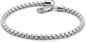 925 Sterling Silver Bracelet Men Women 3MM Square Rolo Link Round Box Chain 6.3" 6.7" 7" 7.5" 8" 8.5" 9" Bangle Unisex Jewelry Gift