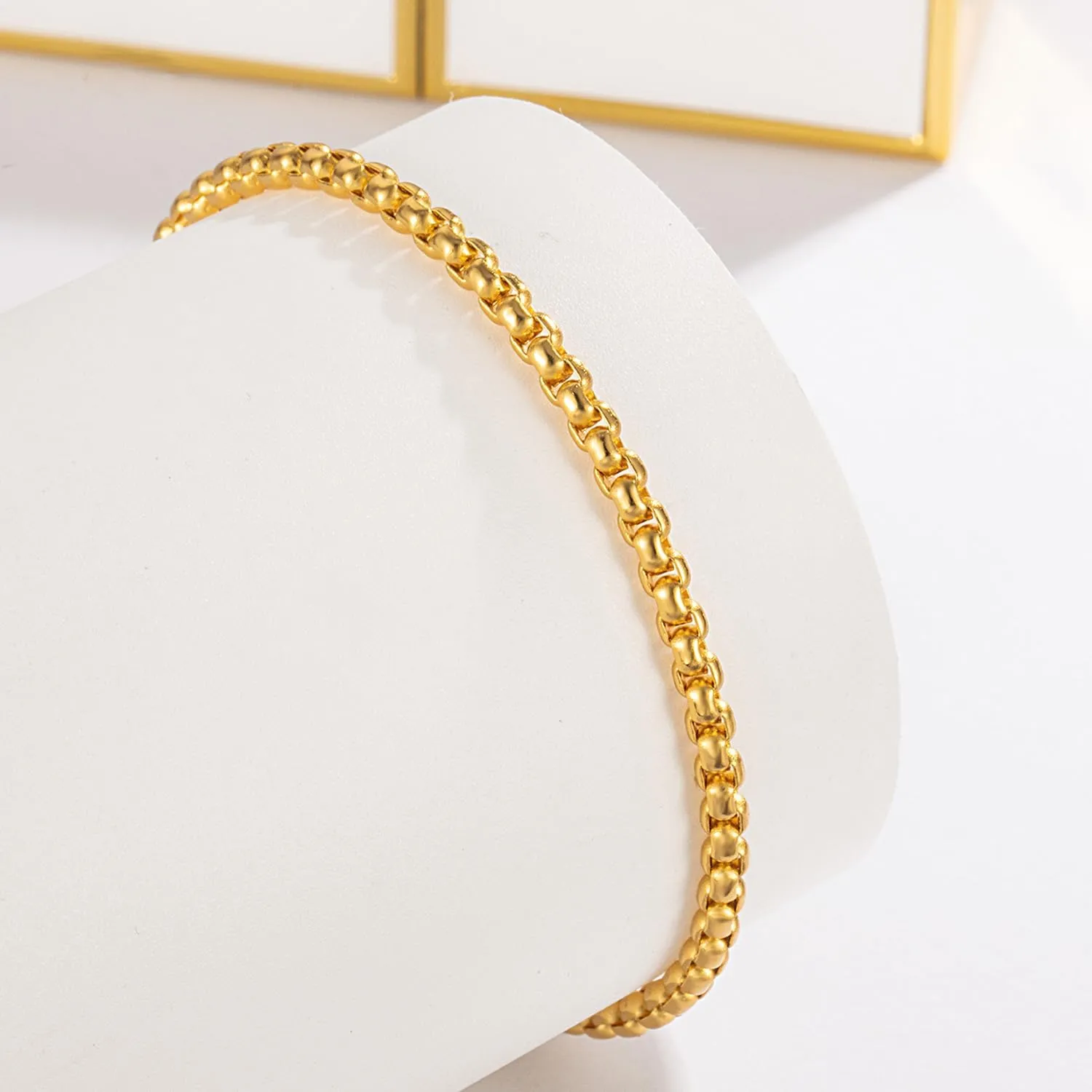 925 Sterling Silver Bracelet Men Women 3MM Square Rolo Link Round Box Chain 6.3" 6.7" 7" 7.5" 8" 8.5" 9" Bangle Unisex Jewelry Gift