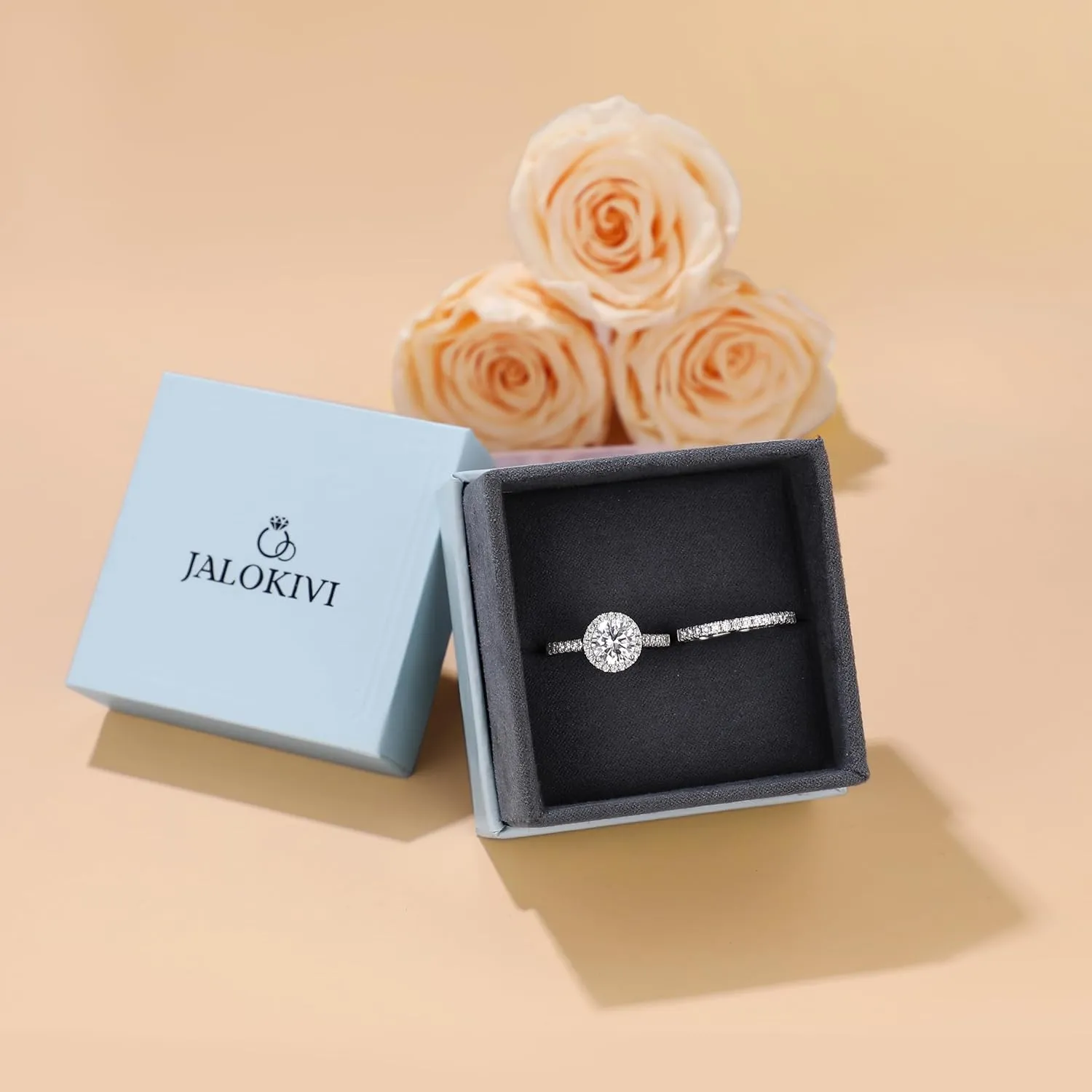925 Sterling Silver Bridal Rings Sets for Women Halo Cubic Zirconia Engagement Ring Wedding Band Size 4-12.5