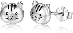 925 Sterling Silver Cat Earrings, Hypoallergenic Kitten Studs Kitty Earring for Sensitive Ears Mother Day Present for Women Lovers with Packing Gift Box