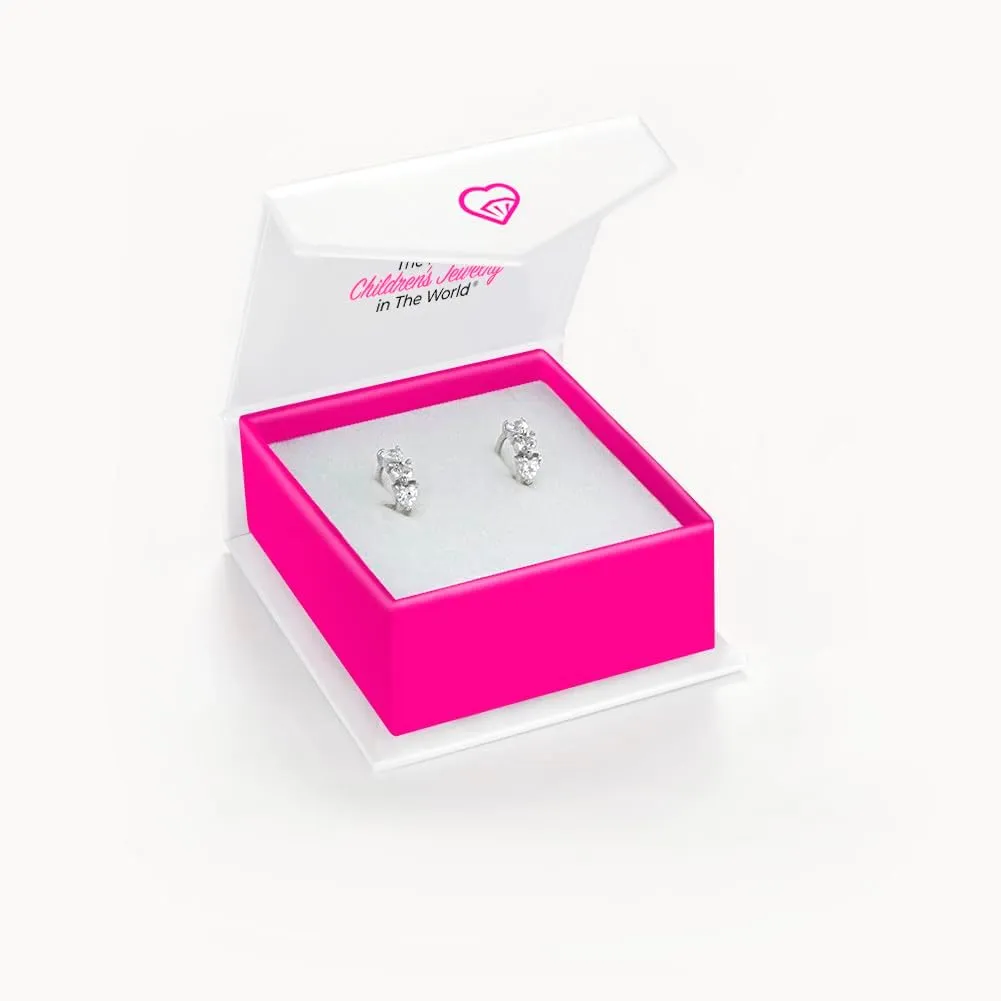 925 Sterling Silver Fashionable Heart Shaped Cubic Zirconia Huggie Earrings 10mm - Pair For Infants, Toddlers & Young Girls- Shiny & Lovable Earrings Best For Birthday Gift