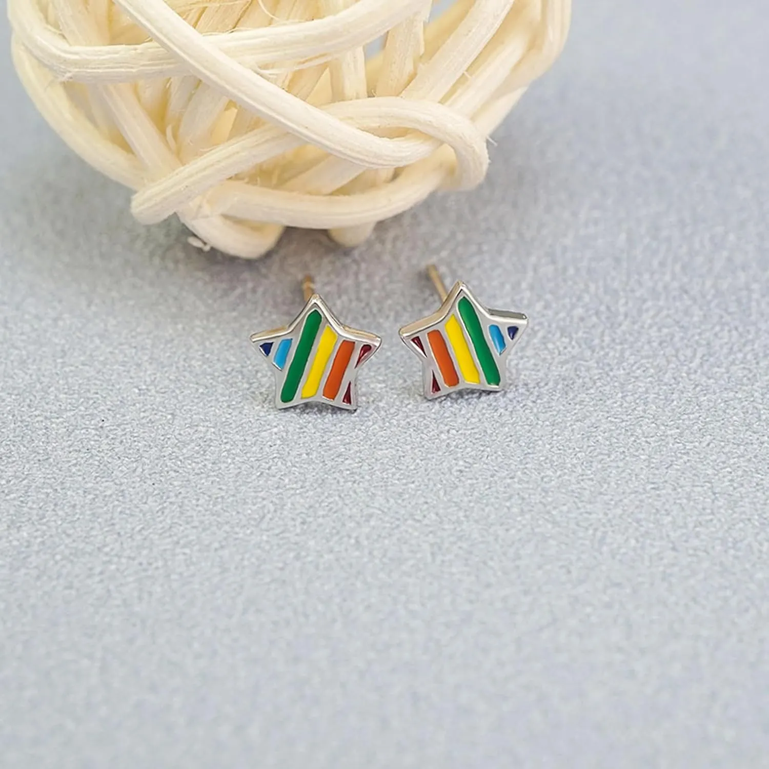 925 Sterling Silver Rainbow Earrings for Women Pride Earrings Studs Rainbow Stud Earrings for Women Tiny Heart Earrings for Women