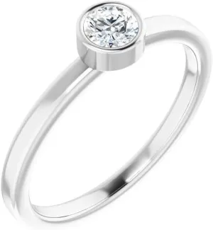 925 Sterling Silver Rhodium-Plated 4 mm Imitation Diamond Ring Size 7