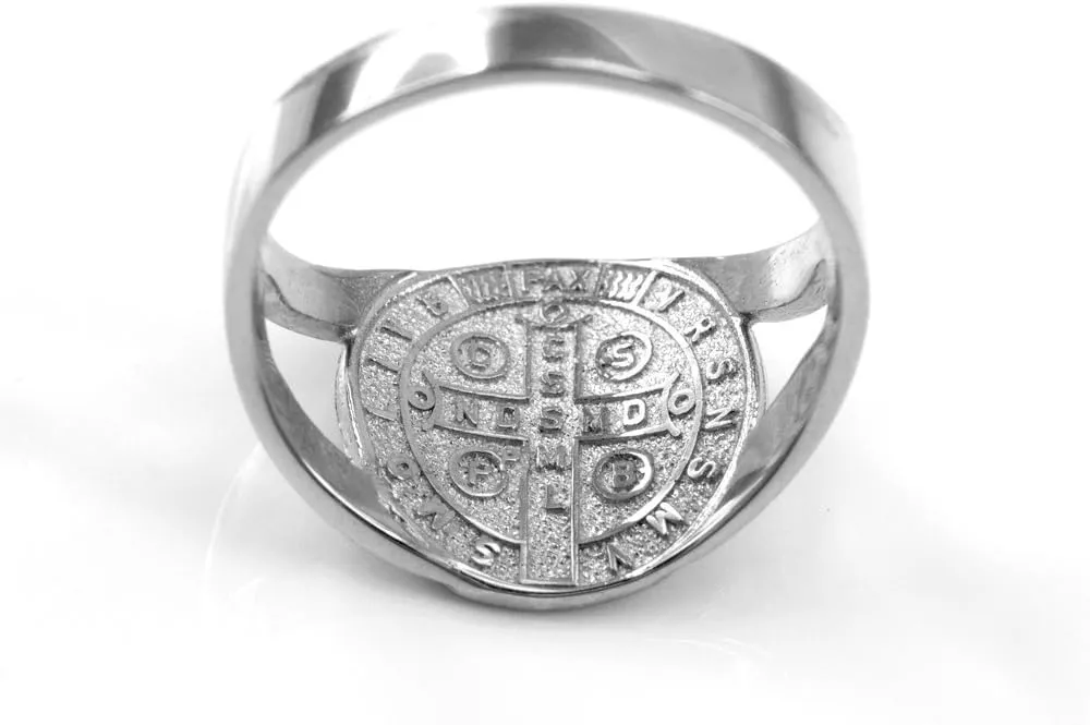 925 Sterling Silver Saint Benedict Ladies Medallion Ring