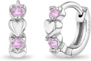 925 Sterling Silver Shining Cubic Zirconia Heart Huggie Hoop Earrings for Toddlers & Little Girls - Beautiful Heart Themed Jewelry Gift - Fashionable Earrings
