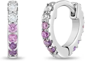 925 Sterling Silver Small & Cute 7mm Cubic Zirconia Extra Small Huggie Hoop Earrings for Girls - Fashionable Pave CZ Earrings for Infants & Toddlers - Great Tiny Gift for Birthdays