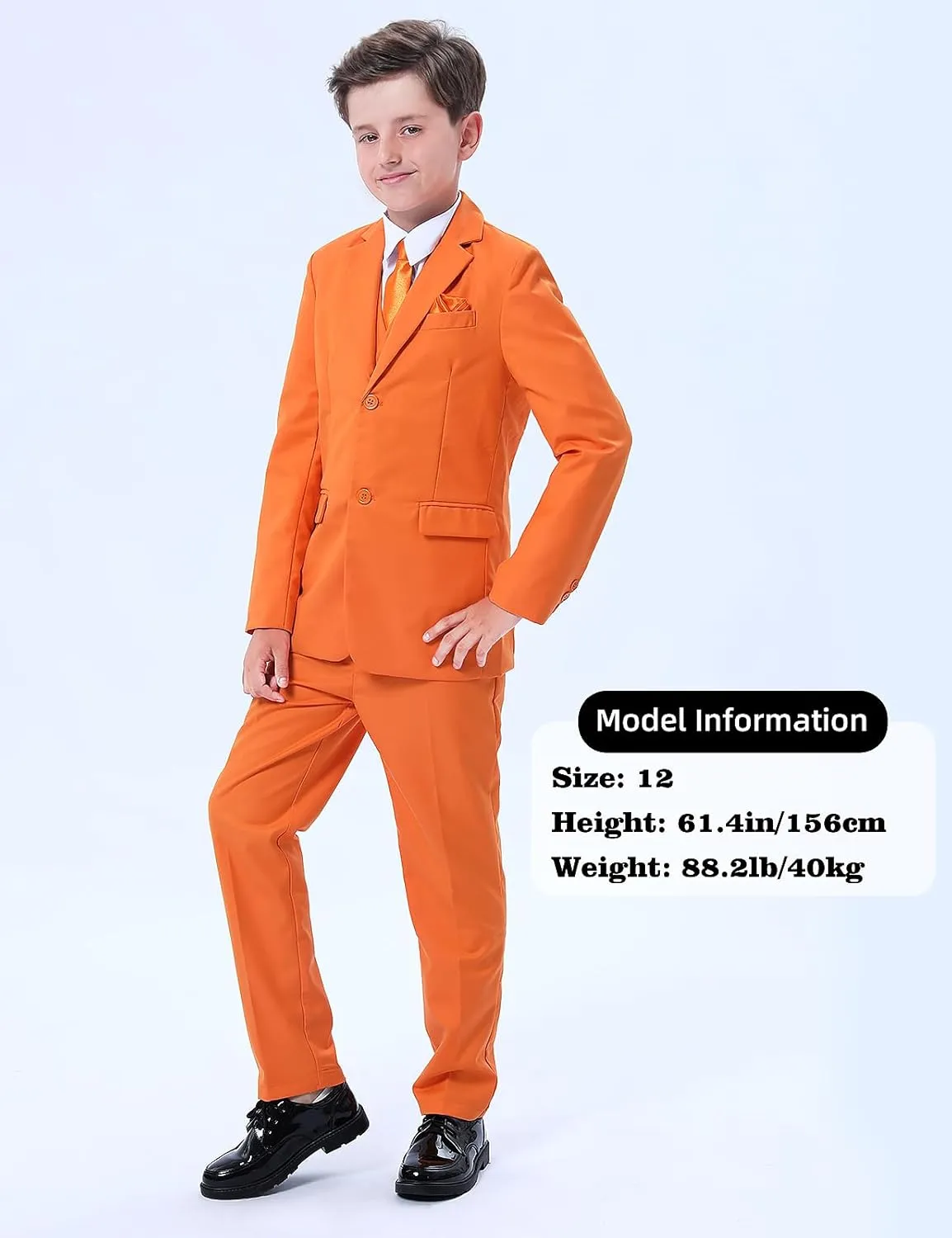 A&J DESIGN Boys 5-Piece Formal Suit Set with Jacket, Dress Pants, Tie, Bowtie and Pocket Square