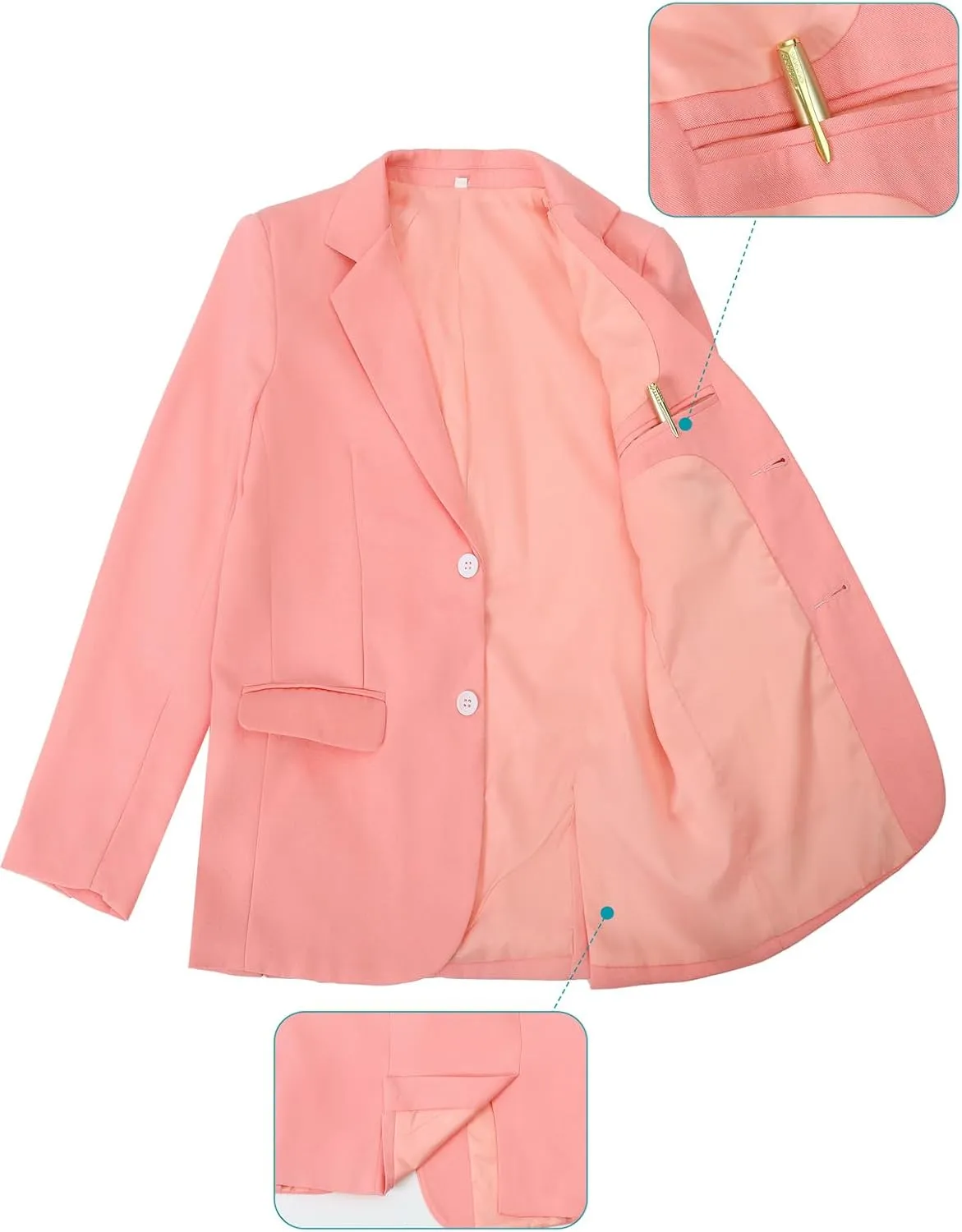 A&J DESIGN Boys 5-Piece Formal Suit Set with Jacket, Dress Pants, Tie, Bowtie and Pocket Square