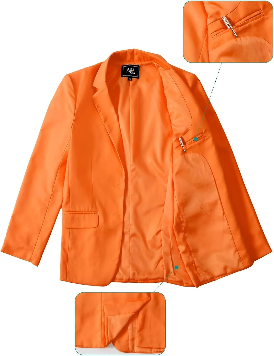 A&J DESIGN Boys 5-Piece Formal Suit Set with Jacket, Dress Pants, Tie, Bowtie and Pocket Square