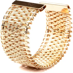 Adjustable Open and Wide Modern Cuff Design or Bangle, Bracelet Jewelry with Brushed 18K Yellow Gold Plating. Beautiful and Elegant for all Occasions. Quality crafted. Durable. High End Aesthetic Finish