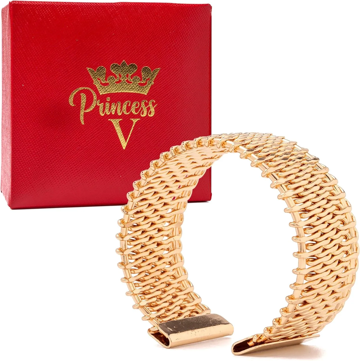 Adjustable Open and Wide Modern Cuff Design or Bangle, Bracelet Jewelry with Brushed 18K Yellow Gold Plating. Beautiful and Elegant for all Occasions. Quality crafted. Durable. High End Aesthetic Finish