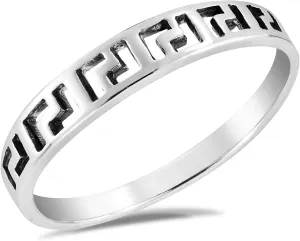 AeraVida Modern Greek Key Simple Band .925 Sterling Silver Ring | Cut Out Rings | Silver Greek Key Rings for Women | Band Rings | Comfort Fit US Sizes 5-11