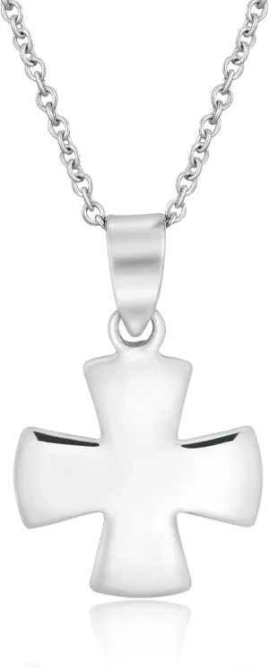 AeraVida Tiny Simple Greek Cross Polished .925 Sterling Silver Necklace | Tiny Silver Cross Necklace for Women | Greek Orthodox Rosary Necklace For Women