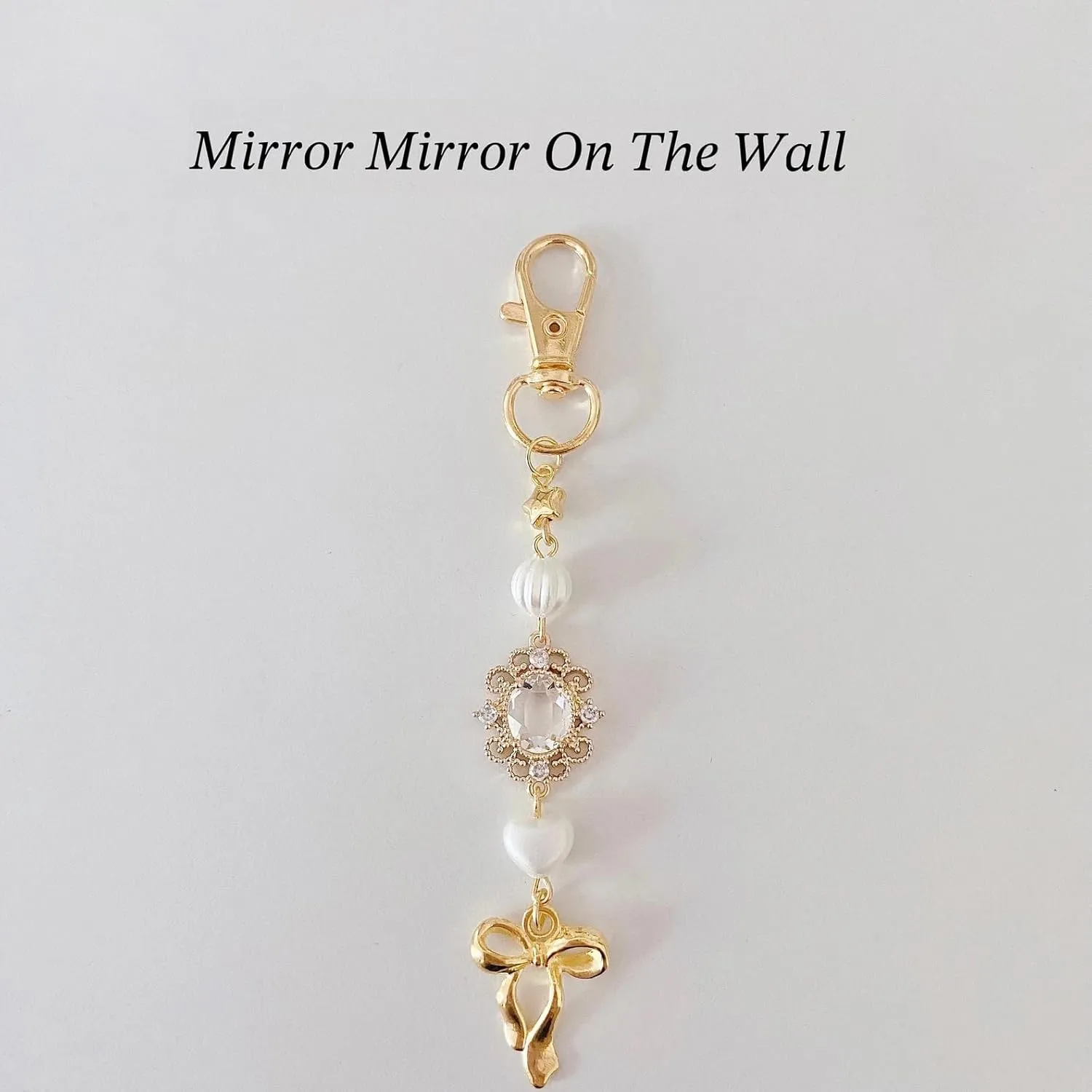 Agromusk Gold Bow Keychain Bag Charms for Women Heart Pearl Beaded Coquette Aesthetic Purse Charms