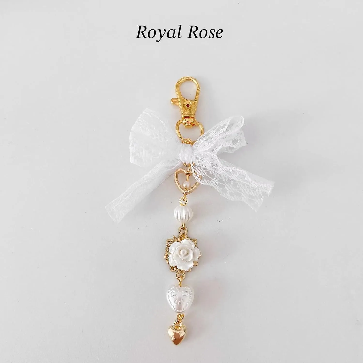 Agromusk Gold Bow Keychain Bag Charms for Women Heart Pearl Beaded Coquette Aesthetic Purse Charms