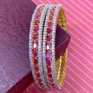 American Diamond and Semi-Precious Ruby Bangles (Design 40)