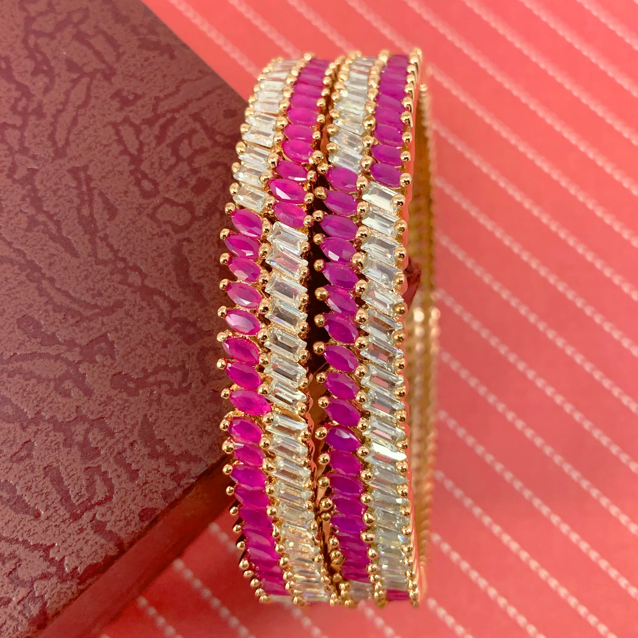 American Diamond and Semi-Precious Stone Bangles (Design 5)