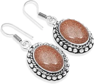 Anayka Silver Plated Earrings | Elegant 4 cm Oval Gemstone Dangles Earring | Fashion Jewelry for Women