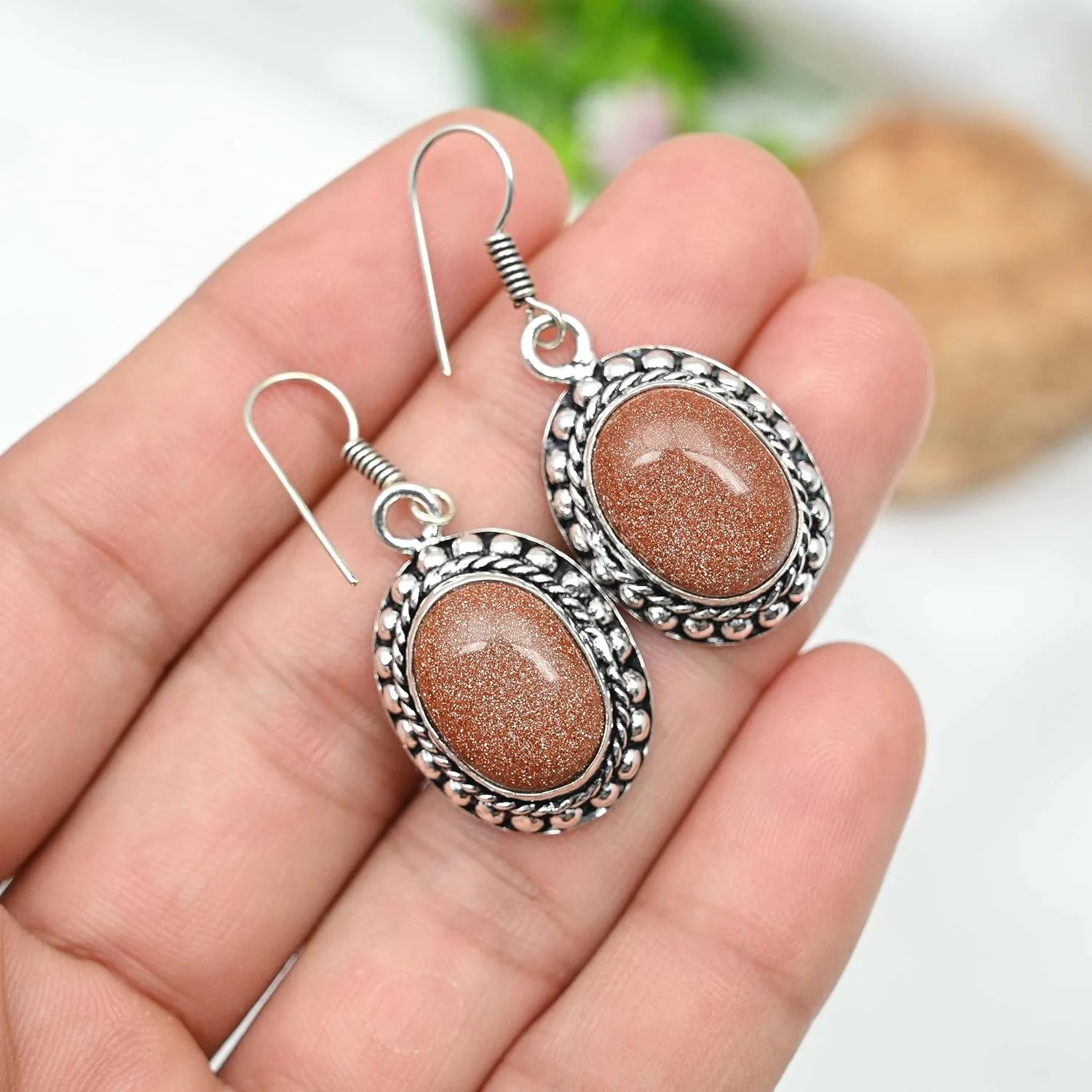 Anayka Silver Plated Earrings | Elegant 4 cm Oval Gemstone Dangles Earring | Fashion Jewelry for Women