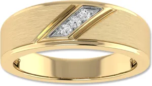 ARCHMAN Three Stone Wedding Men's Band, 0.10CTW Round Cut Lab Grown Diamond Engagement Ring In 10K Solid Gold