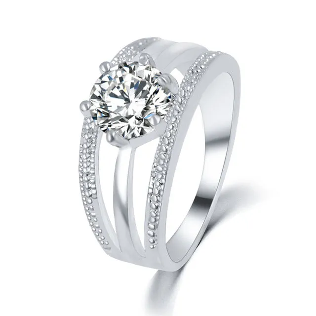 Austrian Crystals Ring Rose Gold Color anelli Flower Ring
